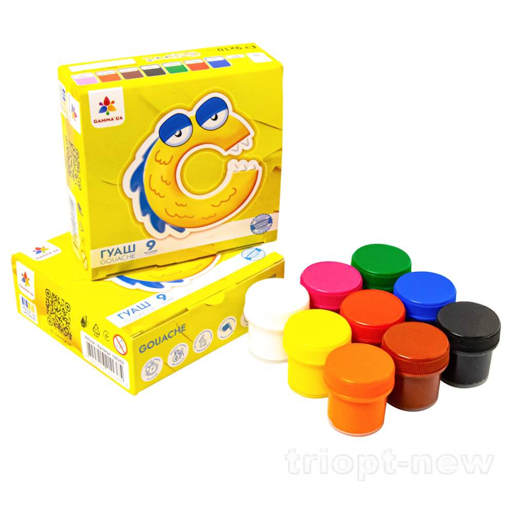 Фарби гуашеві  9 кол/10 мл, Малята, 100202