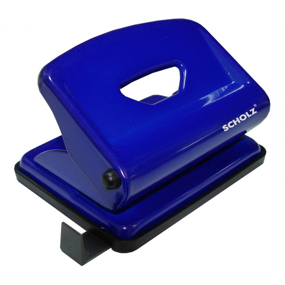 діркопробивач металевий 16 аркушів, з лінійкою, синій