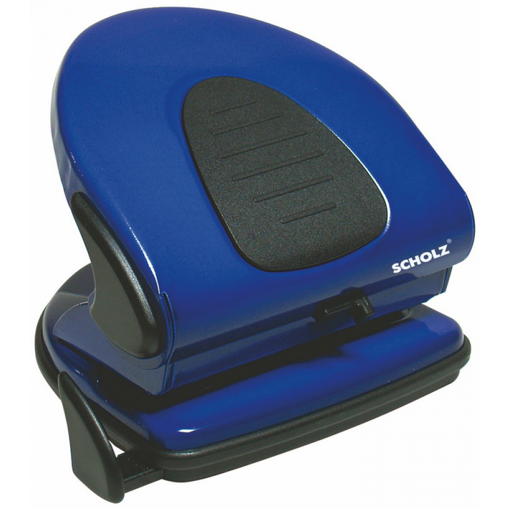 діркопробивач металевий 30 аркушів, з лінійкою та фіксатором, синій