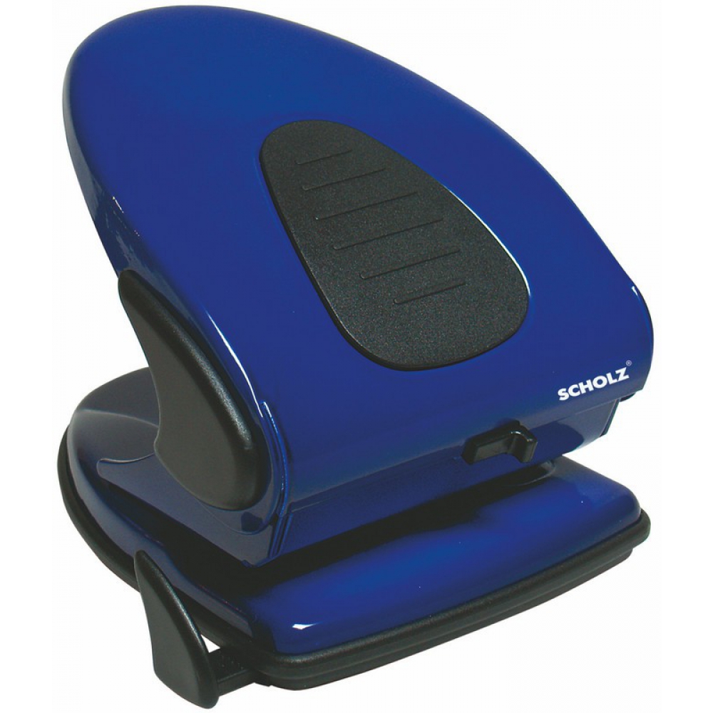 діркопробивач металевий 45 аркушів, з лінійкою та фіксатором, синій