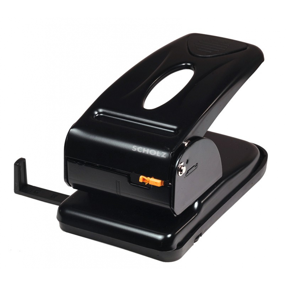 діркопробивач металевий 70 аркушів, з лінійкою та фіксатором, чорний