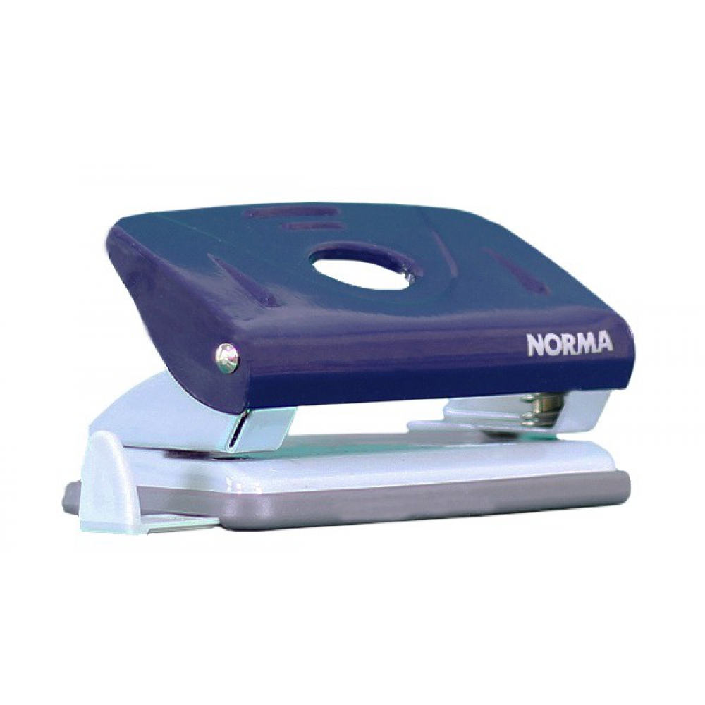 діркопробивач металевий 10 аркушів, з лінійкою, синій