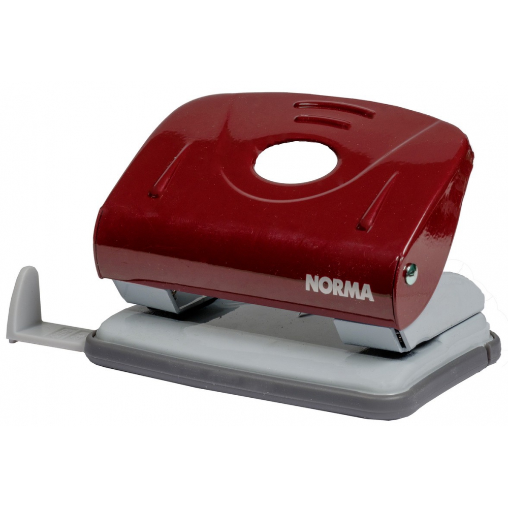 діркопробивач металевий 20 аркушів, з лінійкою, червоний