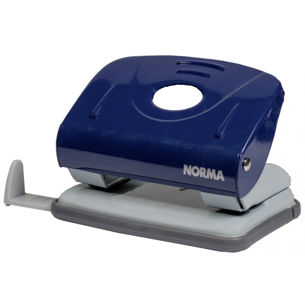 діркопробивач металевий 20 аркушів, з лінійкою, синій