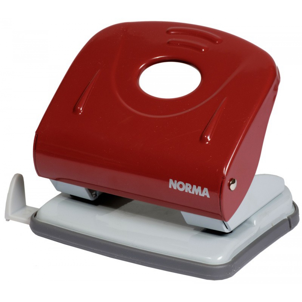 діркопробивач металевий 30 аркушів, з лінійкою, червоний