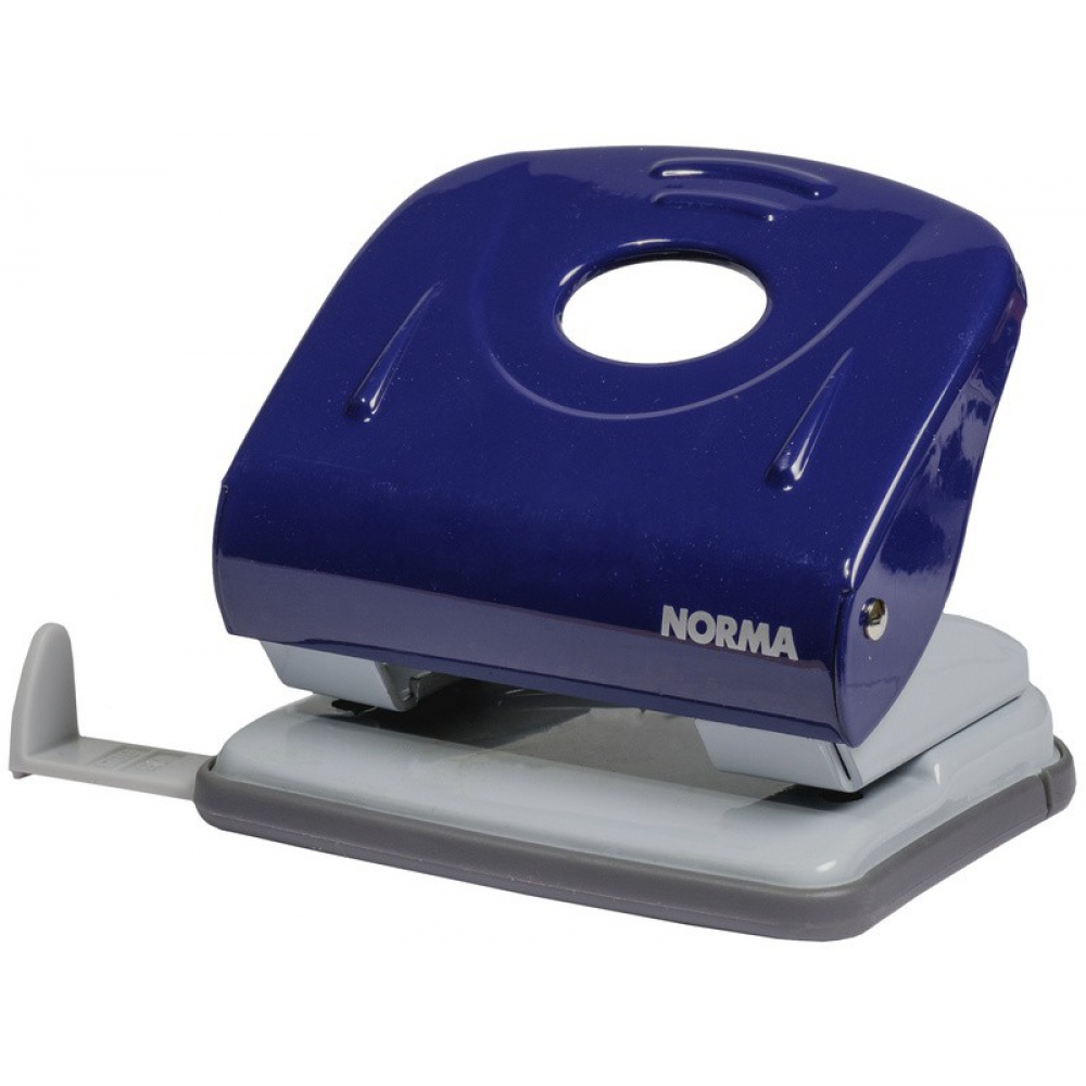 діркопробивач металевий 30 аркушів, з лінійкою, синій