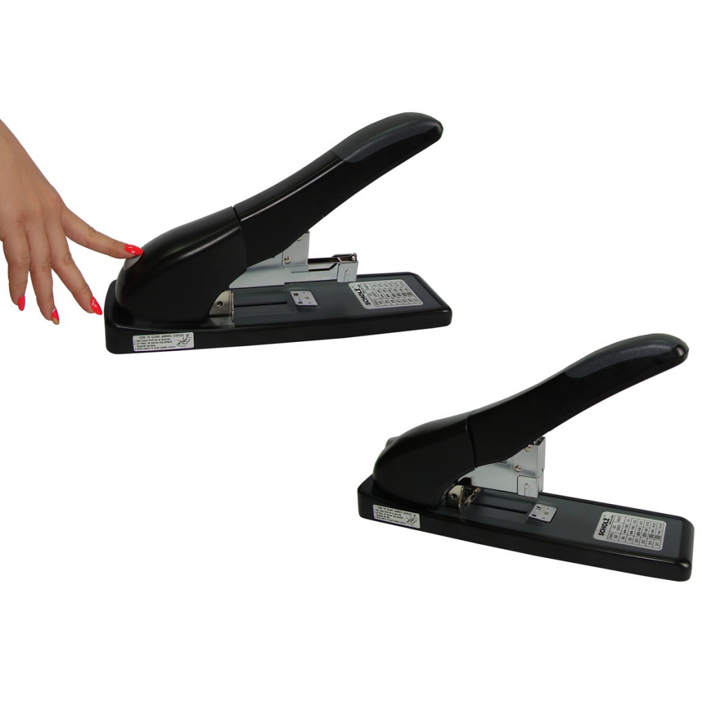 степлер пластиковий з металевою основою, скоба №23, 140 аркушів, глибина 79мм, чорний