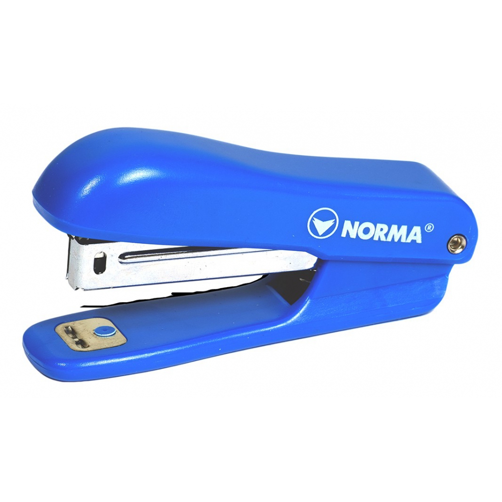степлер пластиковий, скоба №10, 10 аркушів, глибина 40мм, з дестеплером, синій