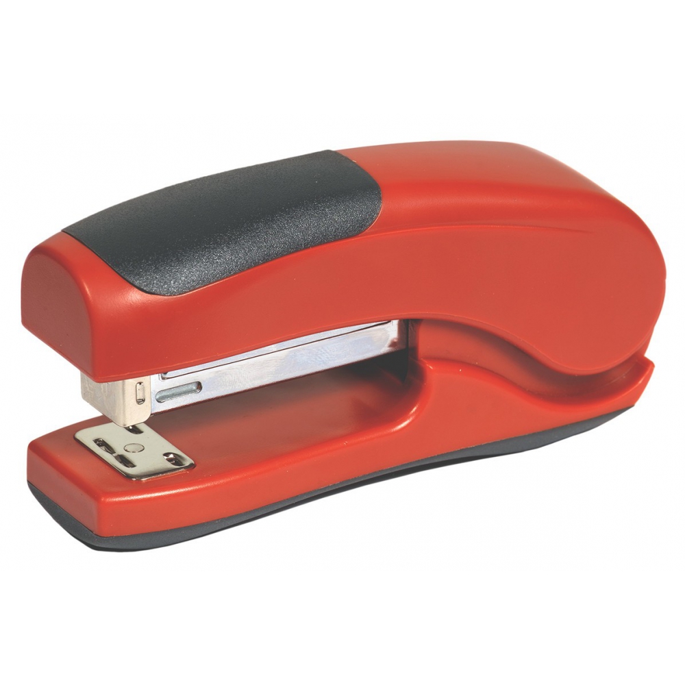 степлер пластиковий, скоба №24, 25 аркушів, глибина 55мм, вертикальний, червоний