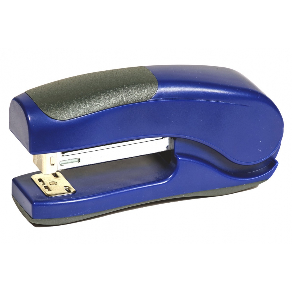 степлер пластиковий, скоба №24, 25 аркушів, глибина 55мм, вертикальний, синій