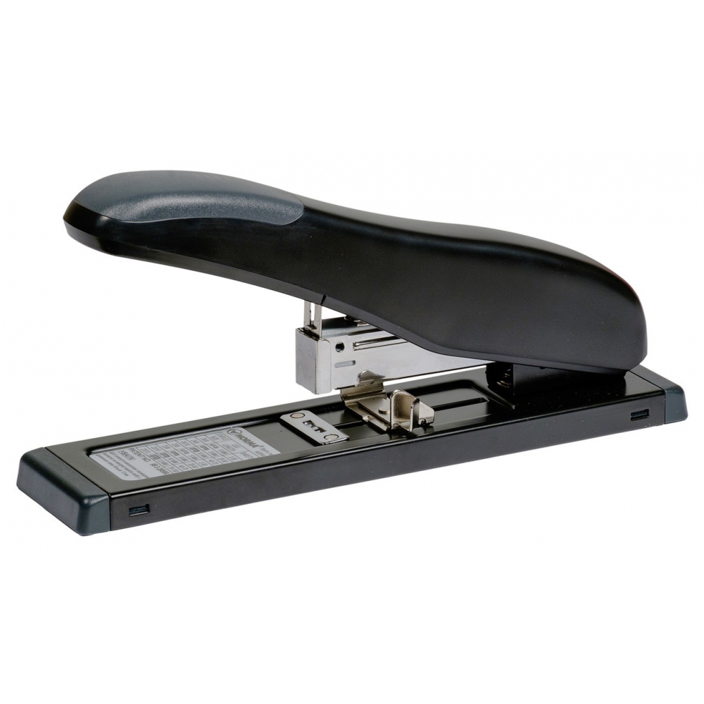 степлер пластиковий з металевою основою, скоба №23, 100 аркушів, глибина 79мм, чорний