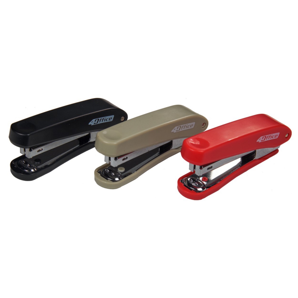 степлер пластиковий, скоба №10, 10 аркушів, глибина 50мм, з дестеплером, кольори в асортименті