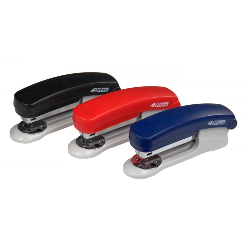 степлер пластиковий, скоба №24, 20 аркушів, глибина 50мм, з дестеплером, кольори в асортименті