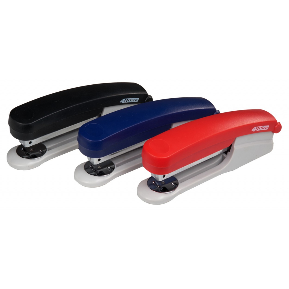 степлер пластиковий, скоба №24, 20 аркушів, глибина 65мм, з дестеплером, кольори в асортименті