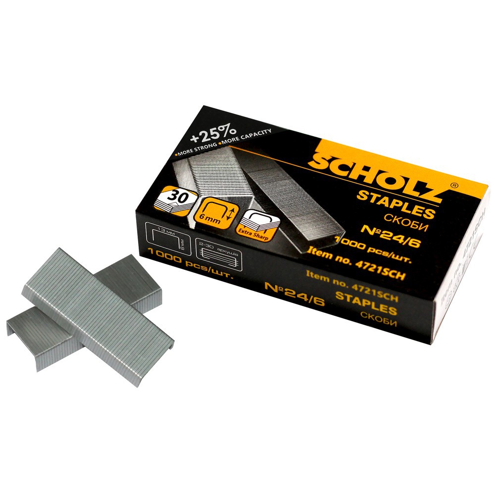 скоби для степлера №24/6, до 30 аркушів, 1000шт