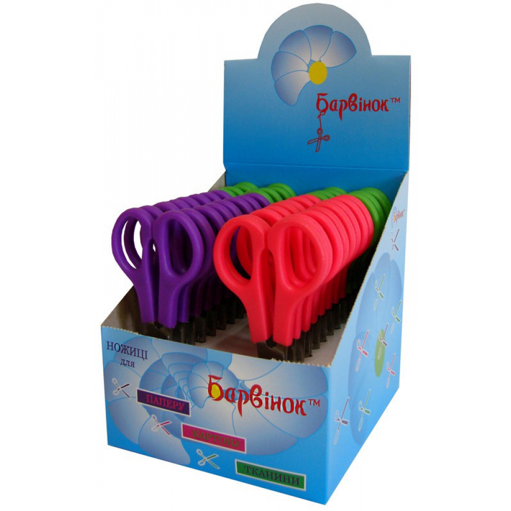 ножиці дитячі 12,7см з лінійкою 5см, в дисплеї, кольори в асортименті 5-301