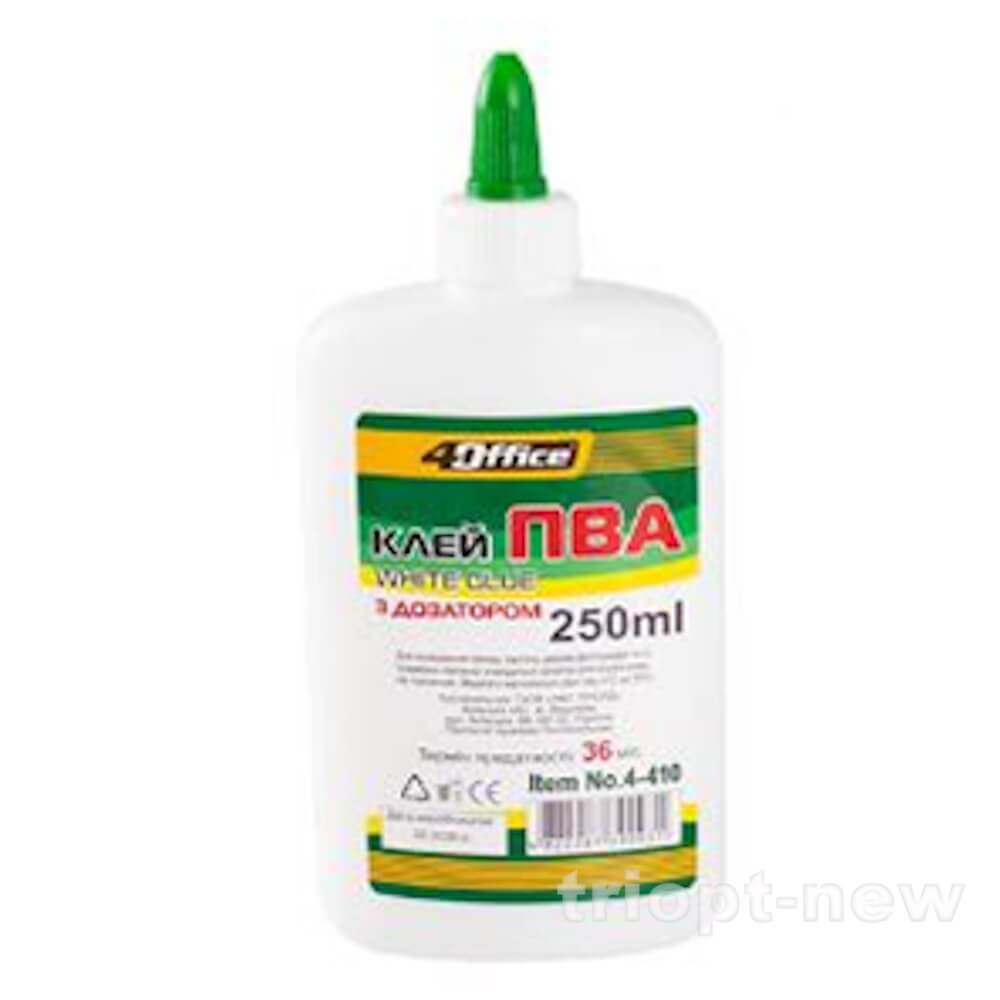 Клей ПВА 50мл, ковпачок-дозатор 4-407 4OFFICE ПВА, 4-407