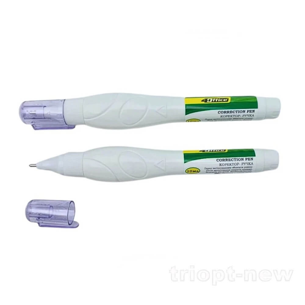 Коректор-ручка 10мл, металевий пишучий вузол 4-406 4OFFICE, 4-406