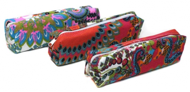 Пенал на блискавці текстильний ЯСКРАВИЙ ОРНАМЕНТ, (19x6x4см).3 кольори в асортименті, S-1644