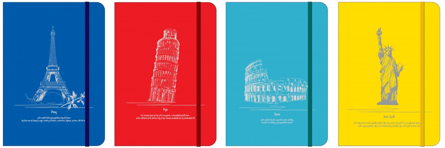 Зошит А5   64 арк., обкл.- soft touch, тв. палітурка,тиснення фольгою, закруглені кути;, гумка, серія 