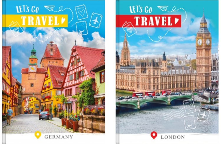 Зошит А5, 128 арк., серія «LET`S GO TRAVEL», з роздільниками, тв. паліт., мікс, ТП-89, Рюкзачок