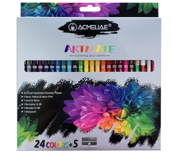 43979 Набір олівців Acmeliae 20цв., 1шт двухстор (Neon Yellow+Pink), 1шт двухстор (зол+сер), 1шт дву