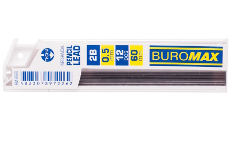 Стрижні до мех.олівців(12шт) 2В 0.5мм, BM.8660