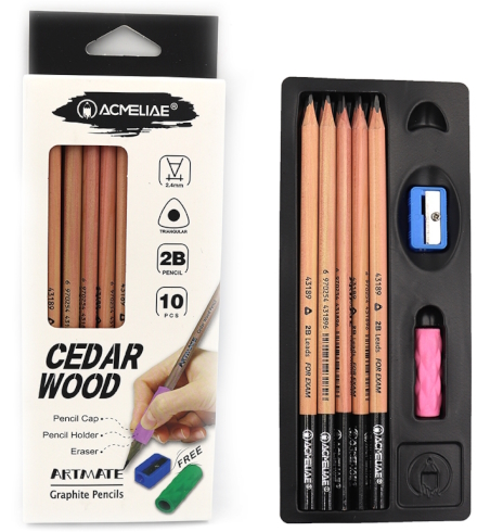 43104 Олівець ч/гр. трикутн 2,4mm Acmeliae 2B Cedar Wood ціна/шт (+чинка+гум.тримач у подар к н-ру)