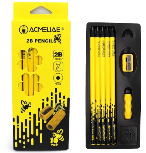 43201 Олівець ч/гр. кругл 2,4мм  Acmeliae 2B Black Wood ціна/шт (+чинка+гум.тримач у подар к н-ру)