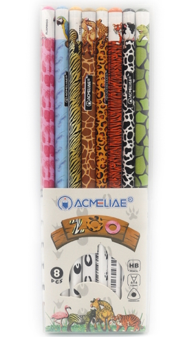 43202  Олівець ч/гр треуг HB  2,2мм Acmeliae Zoo, кар. уп. 8шт/этик