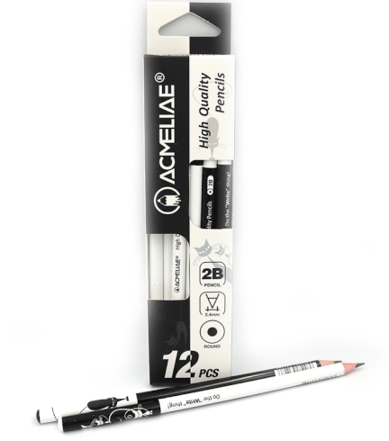 43207 Олівець ч/гр кругл 2,4мм 2B Acmeliae White& Black, кар. уп. 1уп/этик