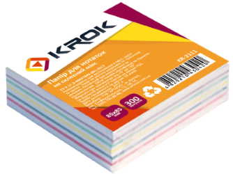 Блок паперу для нотаток  85х85мм 300 арк не клеєний, Мікс Krok KR-2111