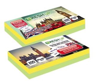 Блок паперу для нотаток та коротких повідомлень 80х40х200 аркушів., клеєний, кольор люкс Fresh, FR-11
