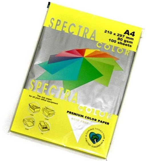 Кольоровий папір SPECTRA COLOR 100 аркушів А4 80 г/м, Cyber HP Yellow 363, жовтий, неон