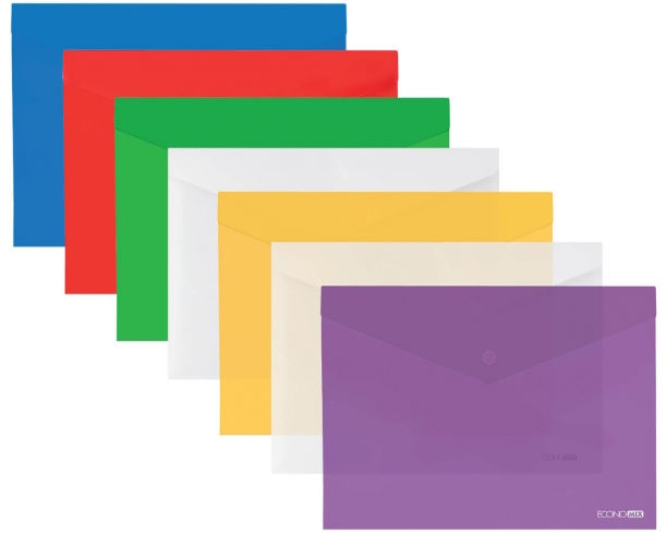 Папка-конверт А5 прозора на кнопці Economix, 180 мкм, фактура 