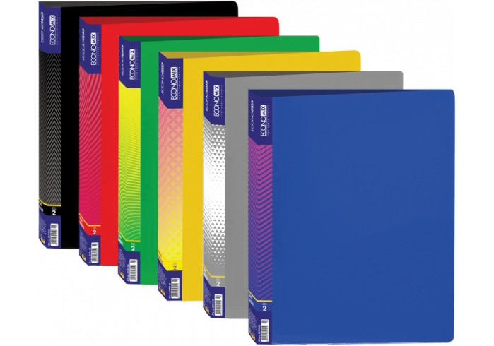 Папка пластикова А4 Economix на 2 кільця, асорті,E30701