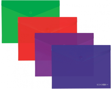 Папка-конверт А4 прозора на кнопці Economix Light, 120 мкм, фактура 