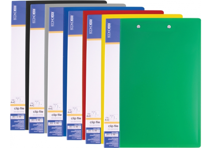 Папка А4 з боковим притиском та кліпом Economix CLIP B+C, асорті, E31203