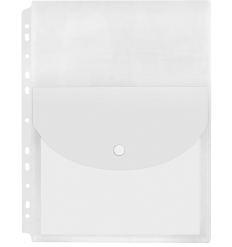 Папка-конверт А4 на липучці з перфорацією Economix, вертикальне завантаження, 180 мкм, прозора, E31311