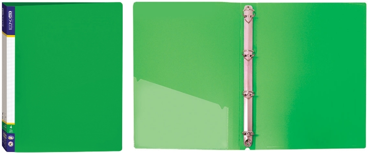 Папка пластикова А4 Economix на 4 кільця, зелена, E30702-04
