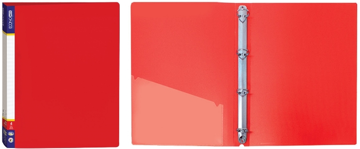 Папка пластикова А4 Economix на 4 кільця, червона, E30702-03