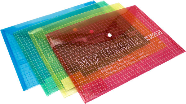 Папка прозор., А4, PP, на кнопцi,, середня щільність, 4-203, 4OFFIC