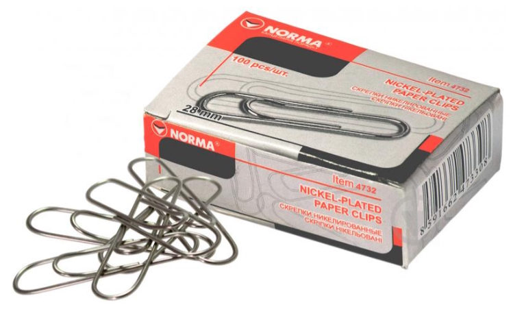 Скрiпка з загибом 28мм/100шт., 4732 NORMA