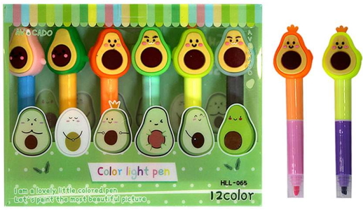 Набір текстовиділювачів в ПВХ коробці, Авокадо, 6шт/12 кол. HLL-065