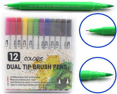 MKB-04371-12 (9776-12)Набір лінер + пензлик двостор., водн.основа, пензлик, лінер, 12цв.12шт / етик.