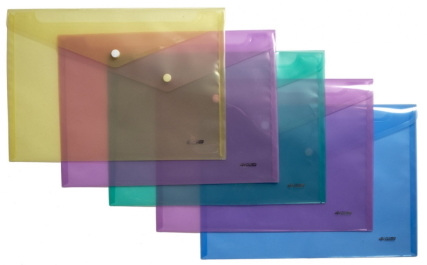 Папка з кнопкою прозор., А4, PP, кол. в ас-ті, 4-208 4OFFICE