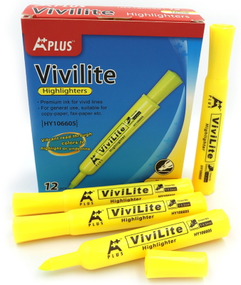 HY106605-YE Текстовиділювач Beifa скош.накінечн.- жовт.12 шт/етик