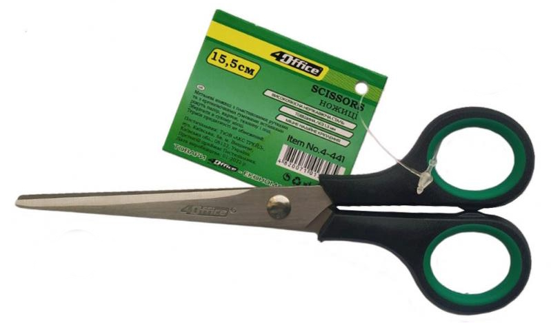 Ножиці, 15.5см, універс.прогум. ручки, 4-441, 4OFFICE