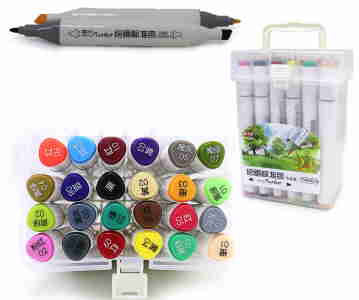 TK83010-24 Набір скетч маркер трикутні. двухстор скош / круглий тонкий TY 24шт. пластик контейнер