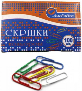 ZH208 Скріпки канц. 28мм, кольор., 100шт. 